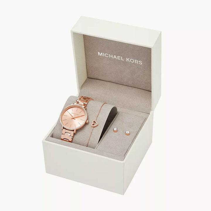 Michael Kors Pyper Rose Gold-Tone Men's Watch and Jewellery Gift Set - MK1040