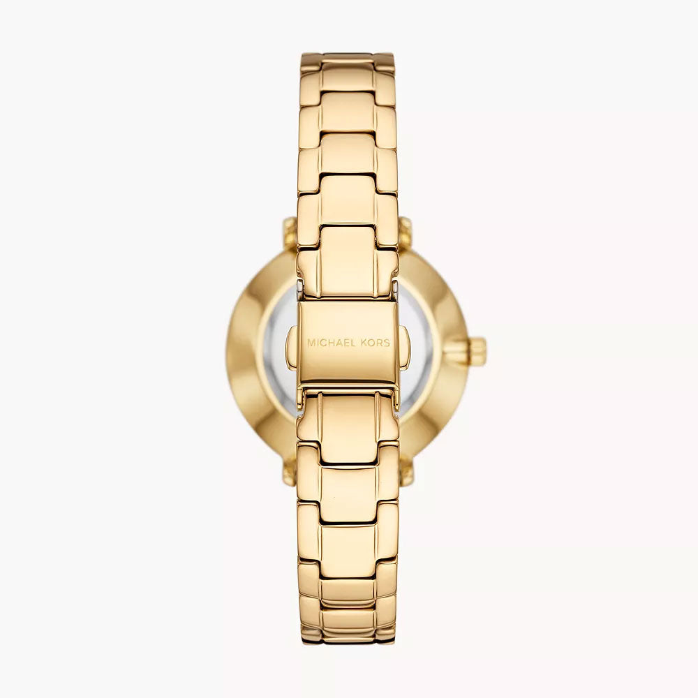 Michael Kors Pyper Two-Hand Gold-Tone Stainless Steel Women's Watch and Earrings and Necklace Set