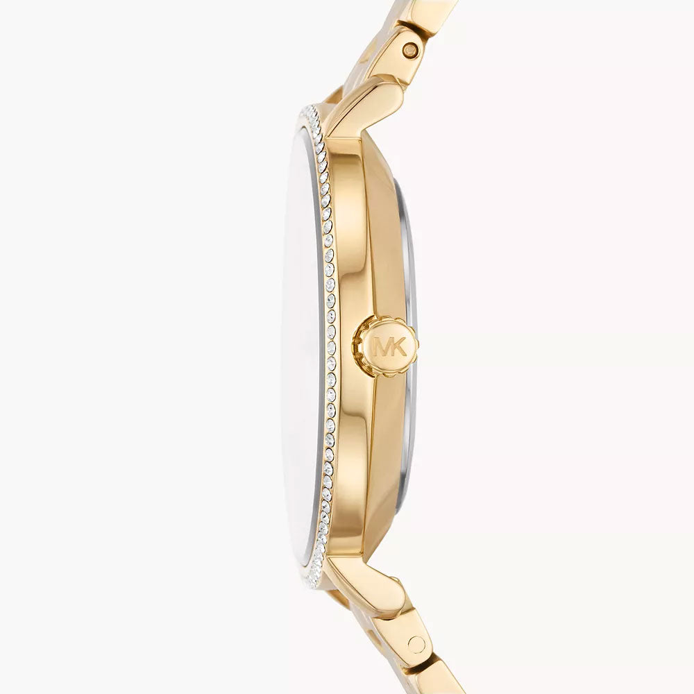 Michael Kors Pyper Two-Hand Gold-Tone Stainless Steel Women's Watch and Earrings and Necklace Set