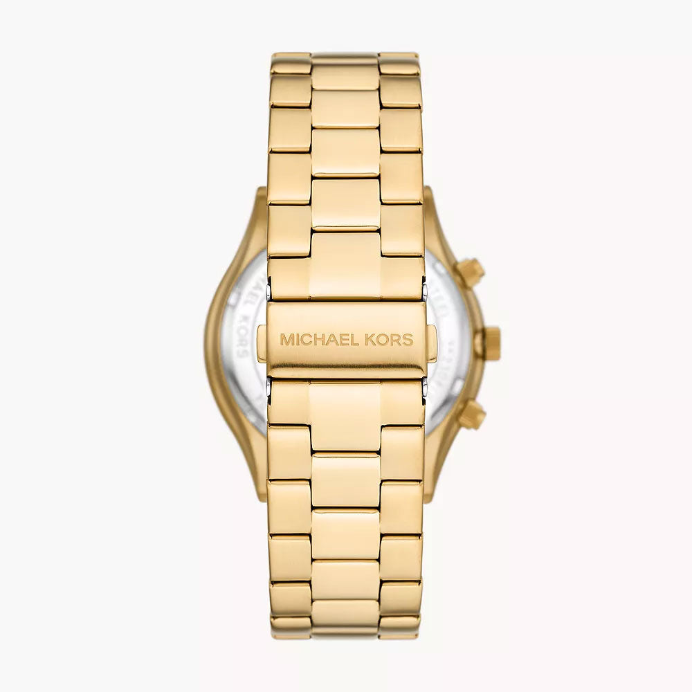 Michael Kors Slim Runway Chronograph Gold-Tone Stainless Steel Men's Watch And Slim Card Case Set