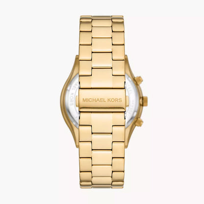 Michael Kors Slim Runway Chronograph Gold-Tone Stainless Steel Men's Watch And Slim Card Case Set