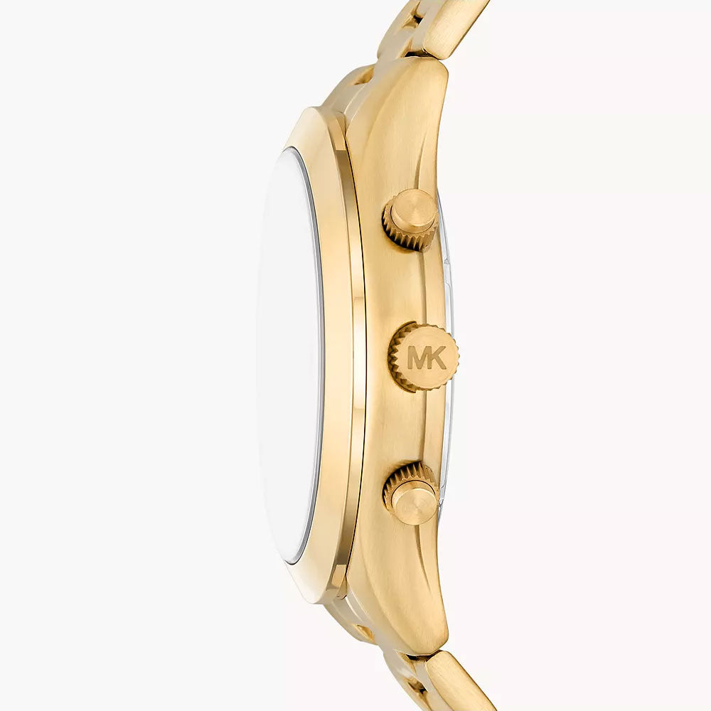 Michael Kors Slim Runway Chronograph Gold-Tone Stainless Steel Men's Watch And Slim Card Case Set