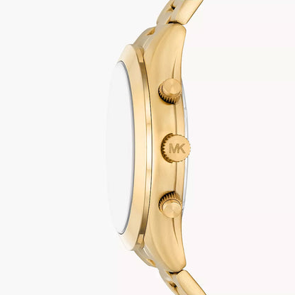 Michael Kors Slim Runway Chronograph Gold-Tone Stainless Steel Men's Watch And Slim Card Case Set