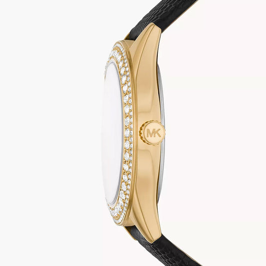 Michael Kors Harlowe Three-Hand Black Lizard Women's Watch