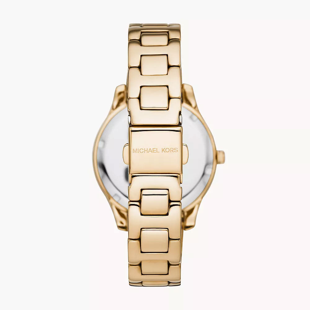 Michael Kors Mother of Pearl Analog Women's Watch Gold Plated Metal Bracelet - MK4555