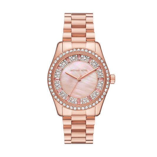 Michael Kors Lexington Three-Hand Rose Gold-Tone Stainless Steel Watch
