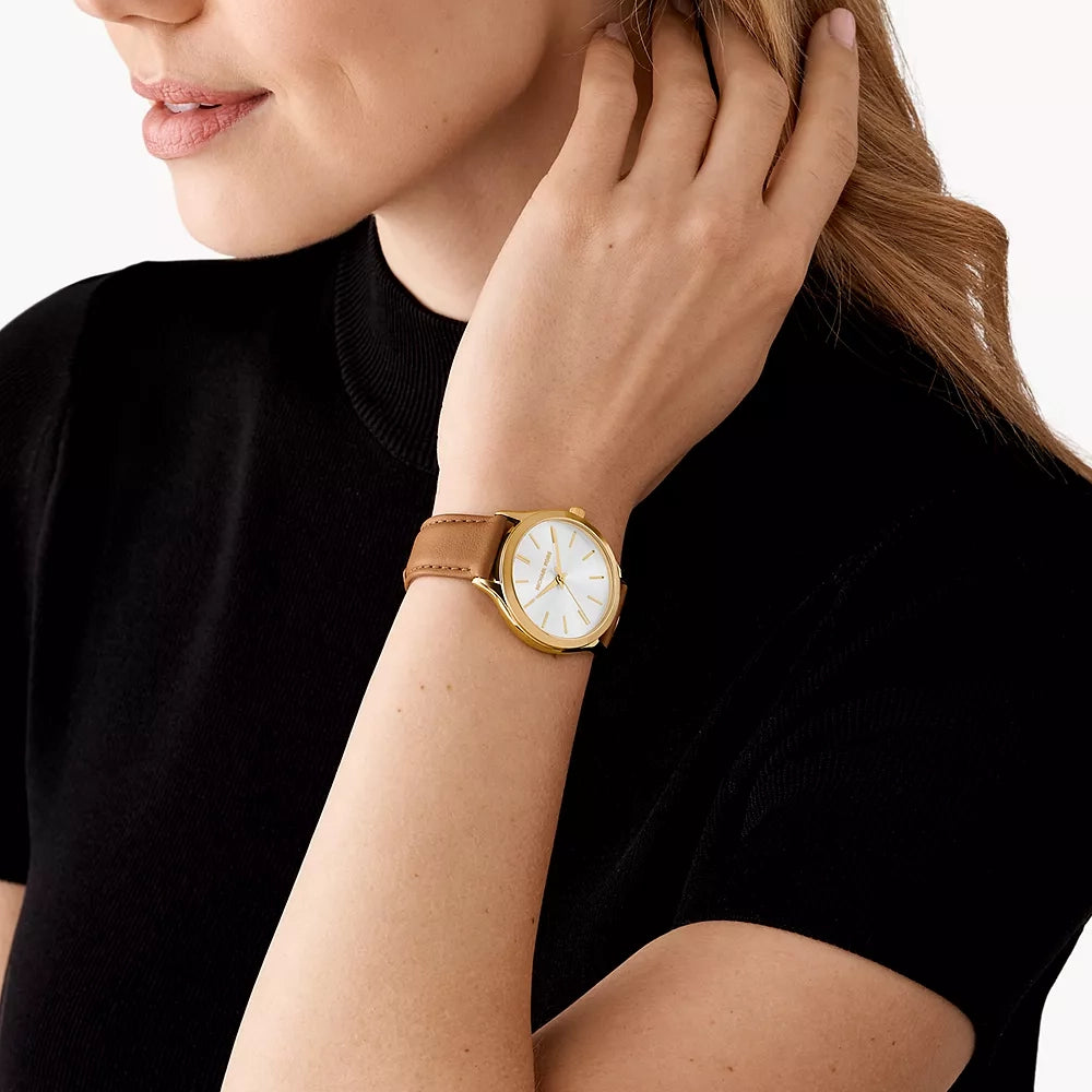 Michael Kors Slim Runway Women's Brown Leather Watch