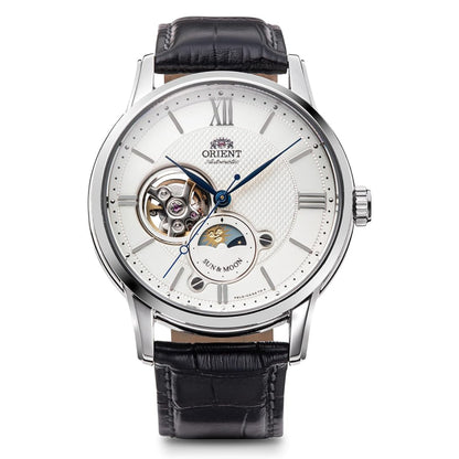 Orient Men's Classic Automatic Sun And Moon Open Heart Stainless Steel Watch
