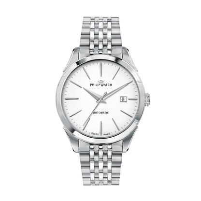 ساعة فيليب ووتش روما 41 مم أوتوماتيكية بميناء أبيض وسوار ستانلس ستيل