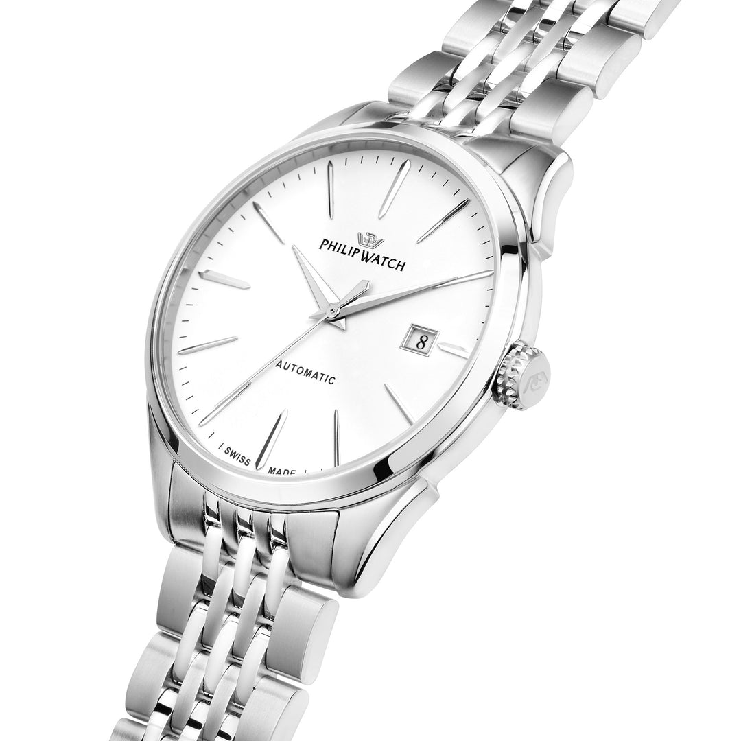 Philip Watch ROMA 41MM AUTO WHITE DIAL BR SS