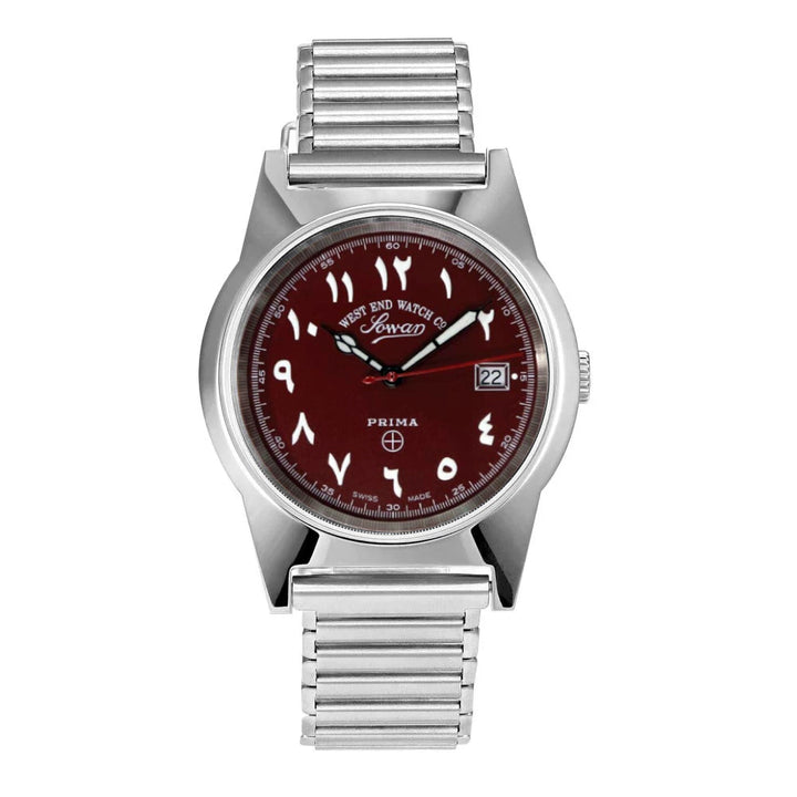 West End Souq Collection 38mm Stainless Steel Quartz Watch Maroon Dial with Arabic Numerals
