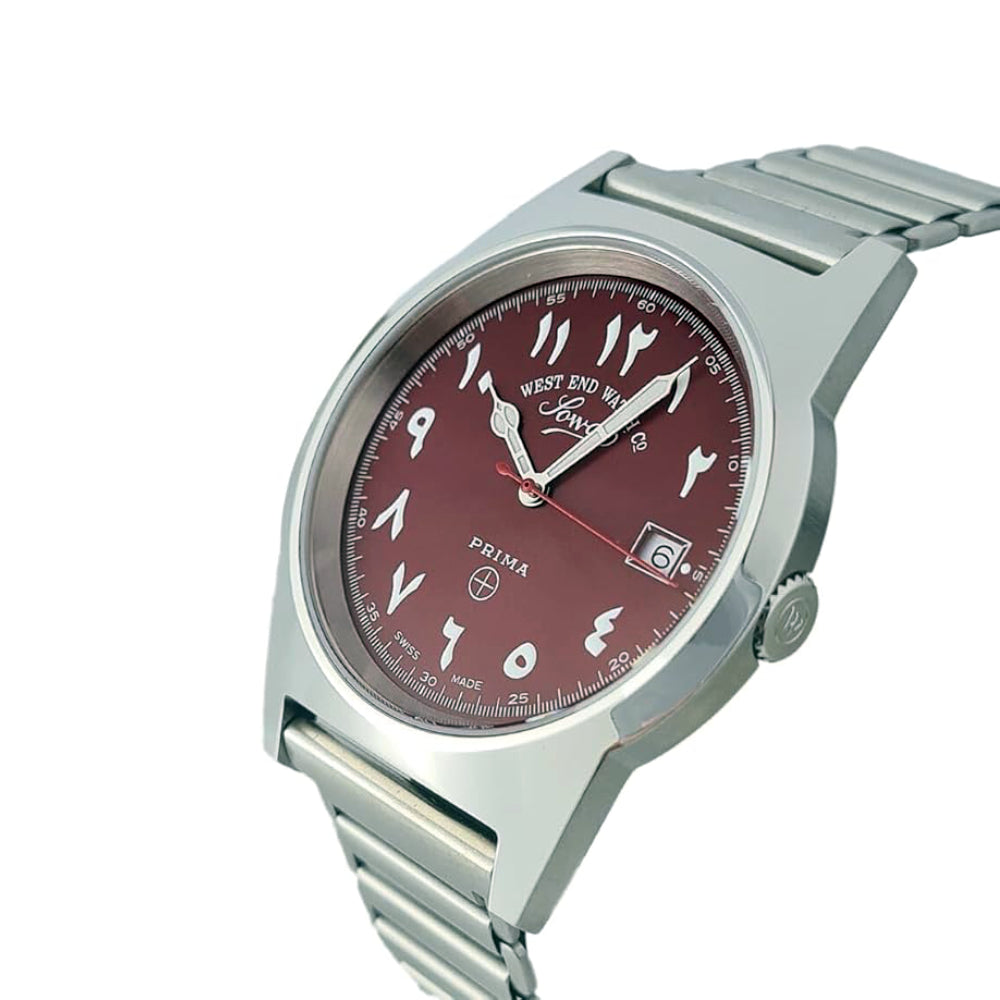 West End Souq Collection 38mm Stainless Steel Quartz Watch Maroon Dial with Arabic Numerals