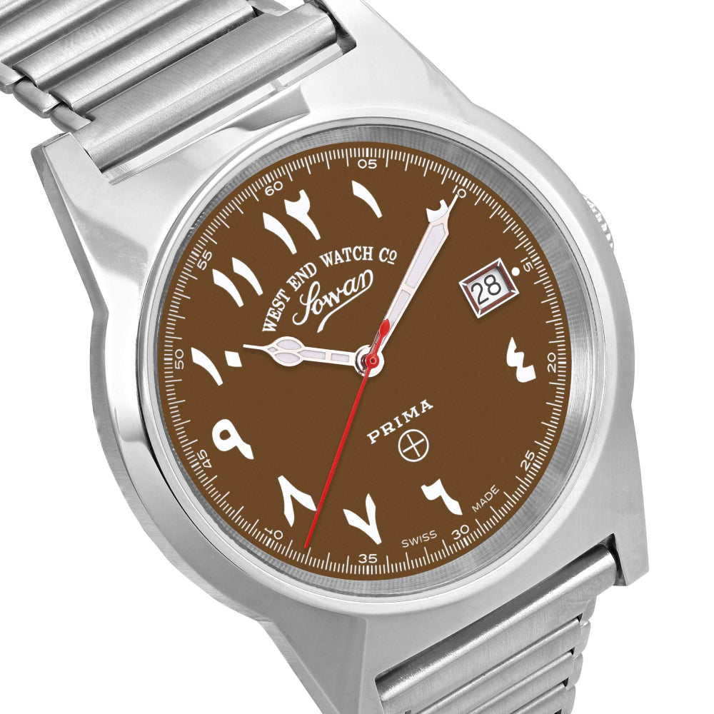 West End Souq Collection 38mm Stainless Steel Quartz Watch Brown Dial with Arabic Numerals