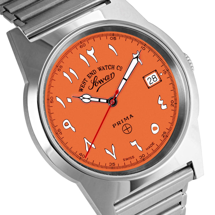 West End Souq Collection 38mm Stainless Steel Quartz Watch Orange Dial with Arabic Numerals