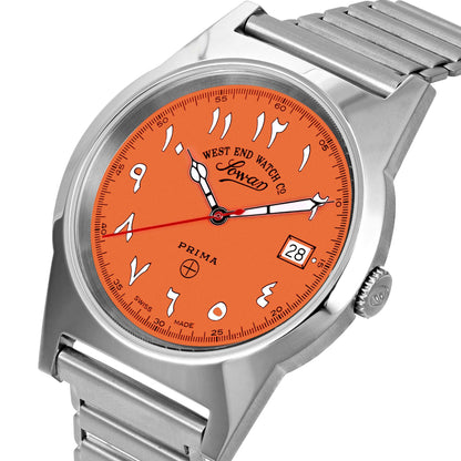 West End Souq Collection 38mm Stainless Steel Quartz Watch Orange Dial with Arabic Numerals