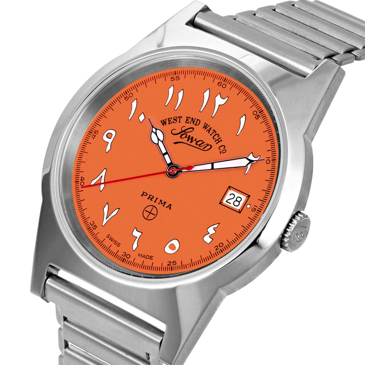 West End Souq Collection 38mm Stainless Steel Quartz Watch Orange Dial with Arabic Numerals