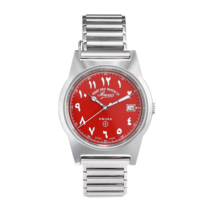 West End Souq Collection 38mm Stainless Steel Quartz Watch Red Dial with Arabic Numerals