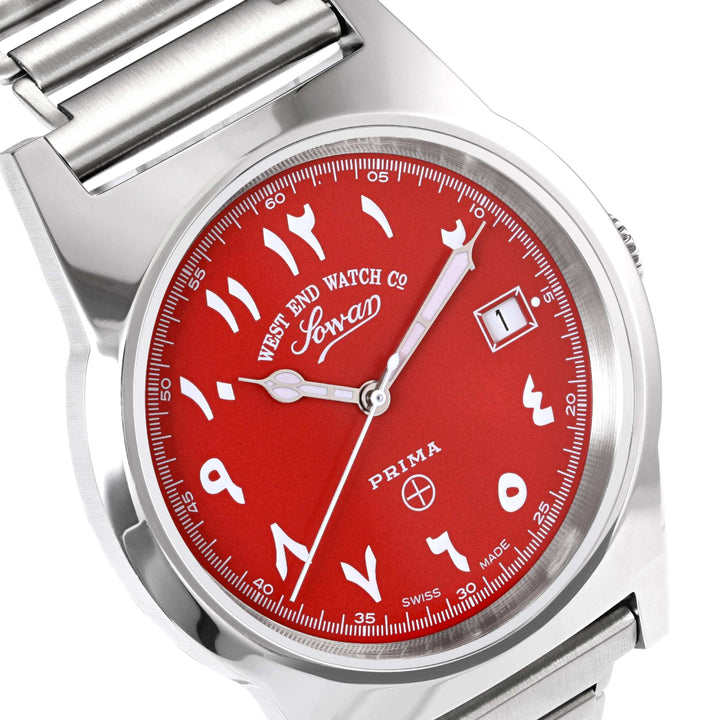 West End Souq Collection 38mm Stainless Steel Quartz Watch Red Dial with Arabic Numerals