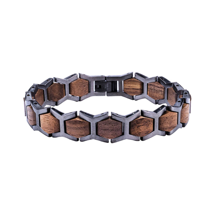 WOODWATCH FUSION WALNUT & GREY GUN BRACELET