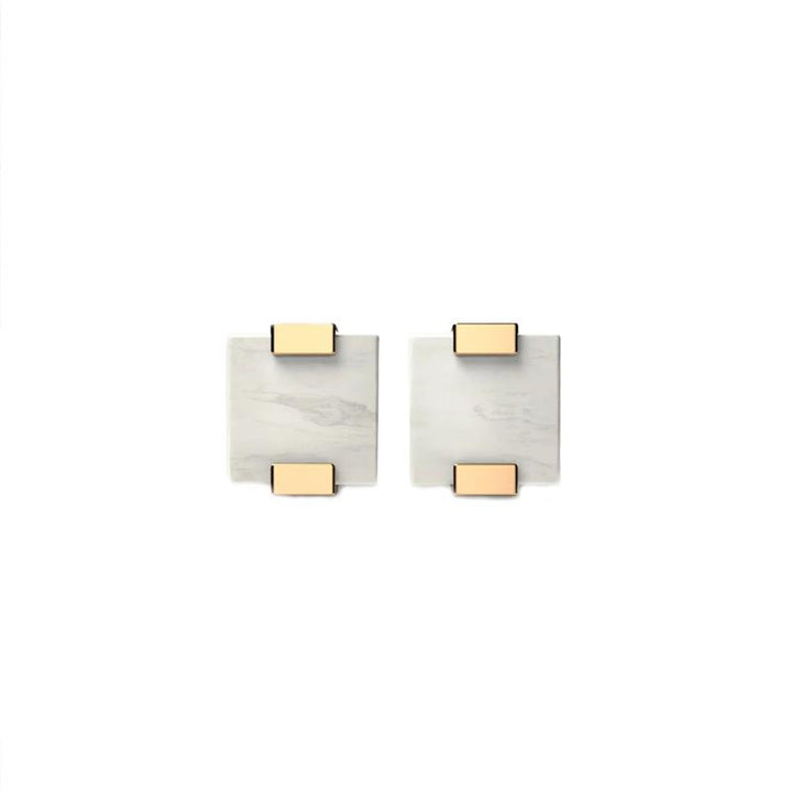 WOODWATCH WOMEN'S EARRINGS IN SQUARE WHITE MARBLE AND GOLD