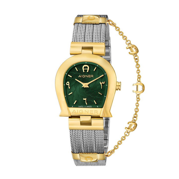 Aigner Women's Stainless Steel Case Mesh Bracelet Green Dial Watch