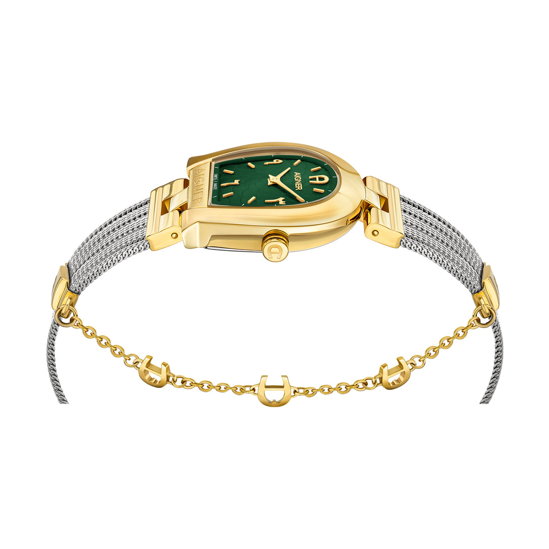 Aigner Women's Stainless Steel Case Mesh Bracelet Green Dial Watch