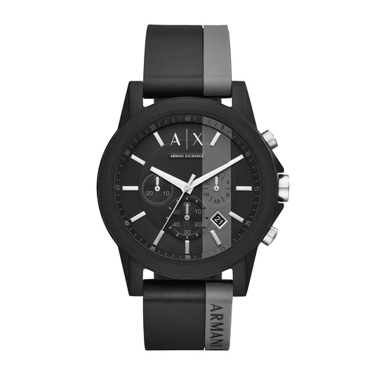 Armani Exchange Men's, Chronograph Black Silicone Watch