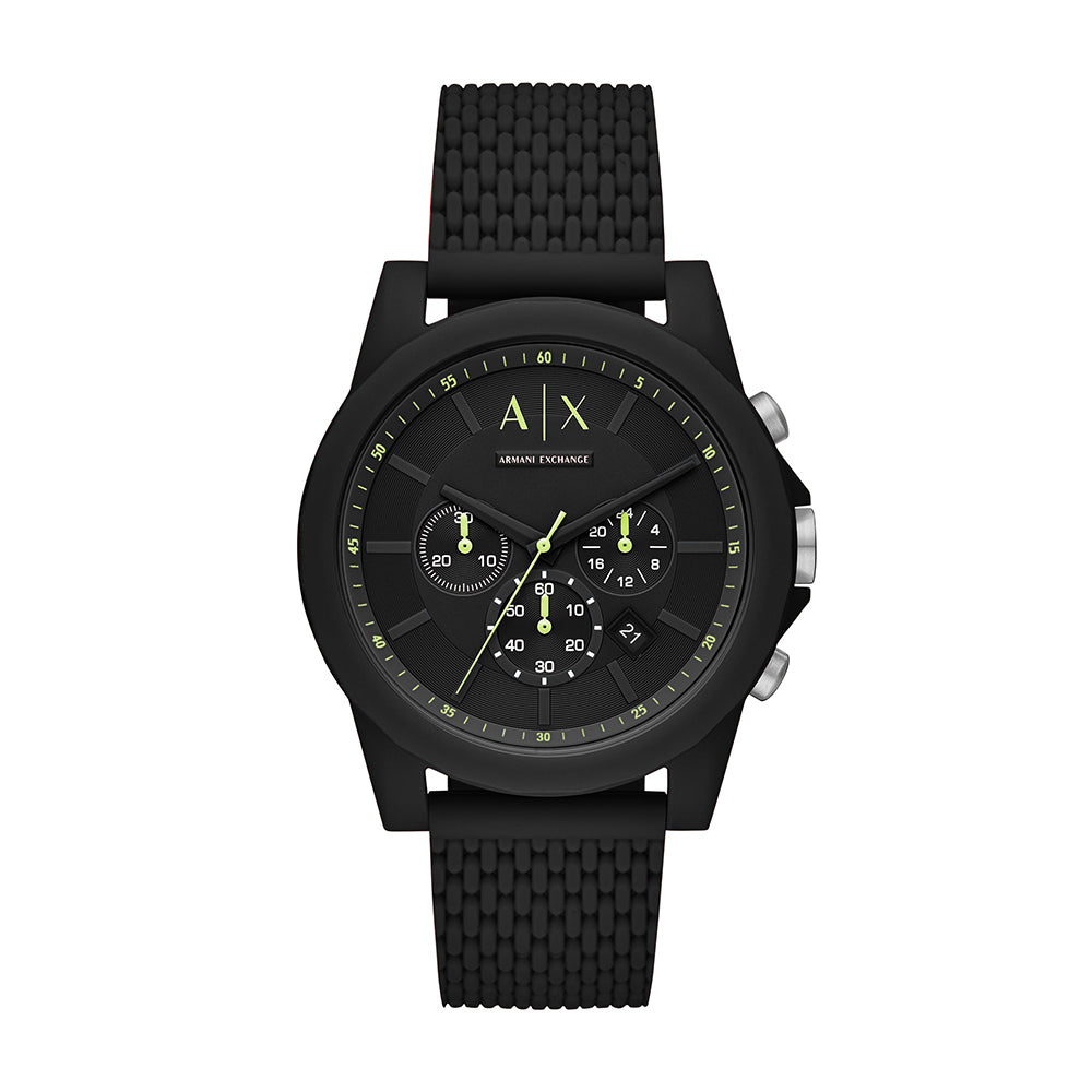Armani Exchange Chronograph Black Silicone Watch - AX1344
