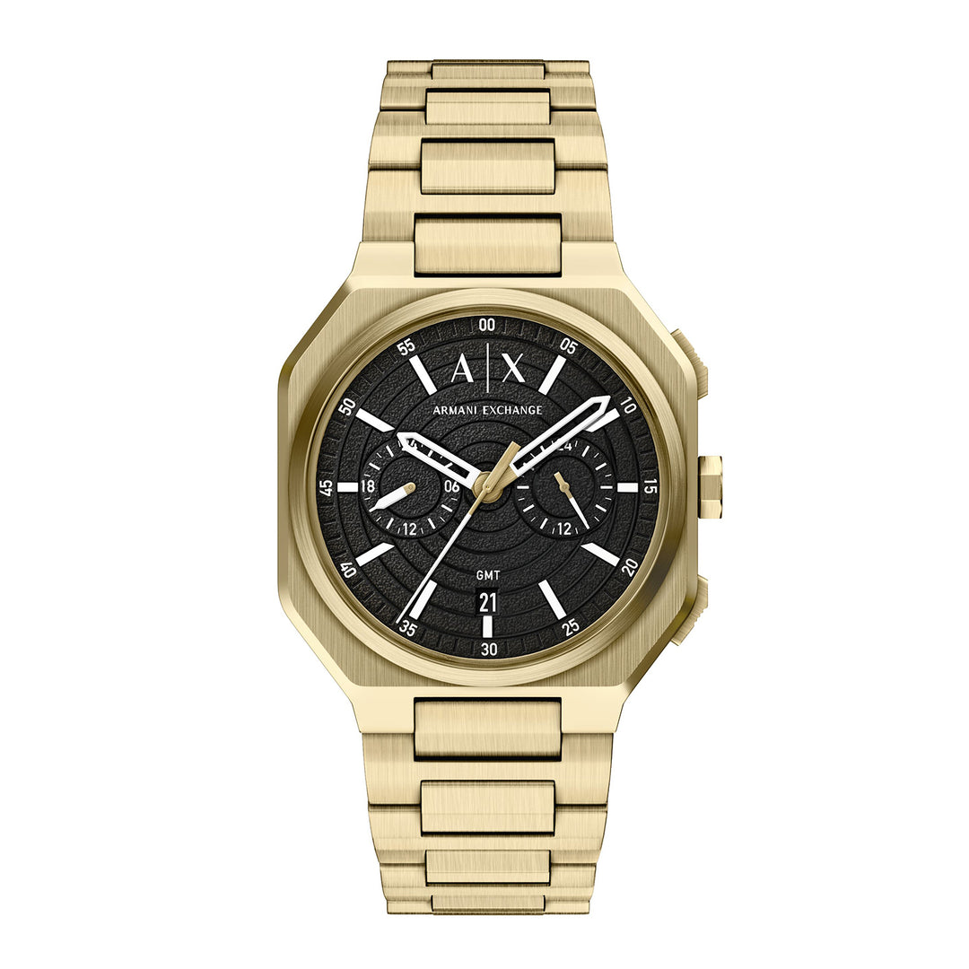 Armani Exchange Men's Bass Dual-Time Gold-Tone Stainless Steel Watch