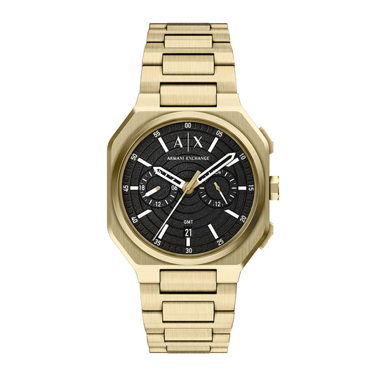 Armani Exchange Men's Bass Dual-Time Gold-Tone Stainless Steel Watch