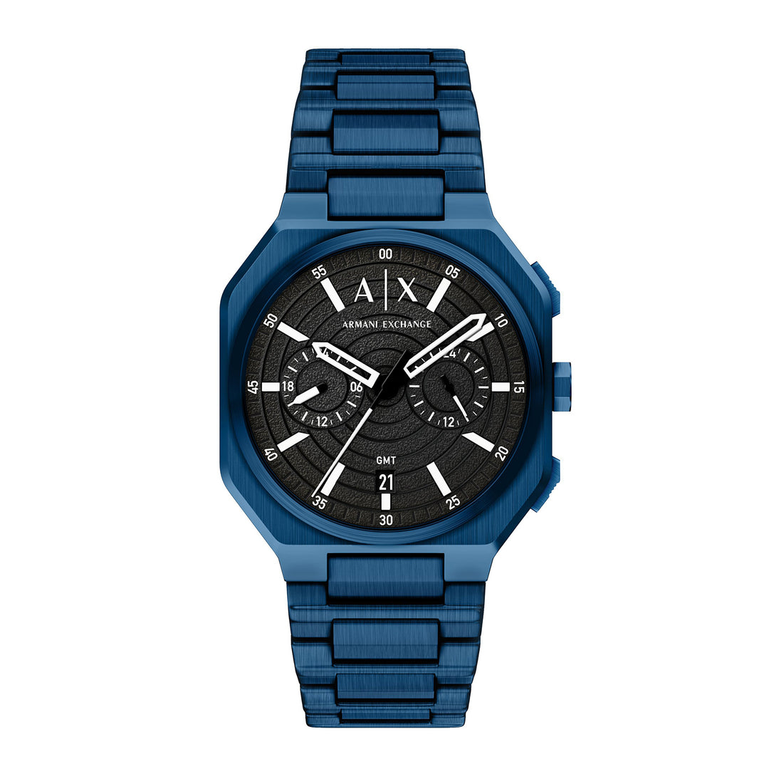 Armani Exchange Men's Bass Dual-Time Blue Stainless Steel Watch