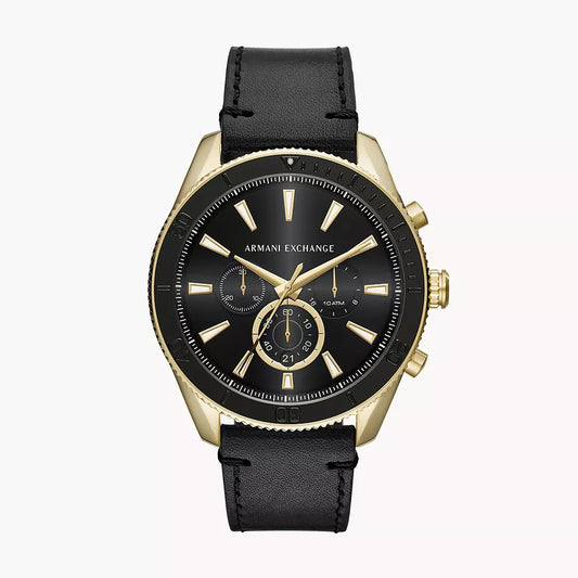 Armani Exchange Chronograph Black Leather Watch