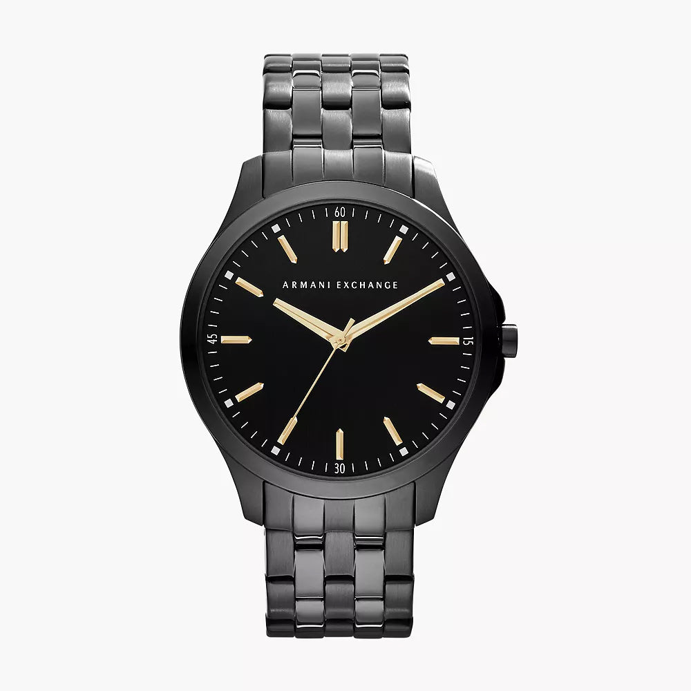 Armani Exchange Three-Hand Black Stainless Steel Watch