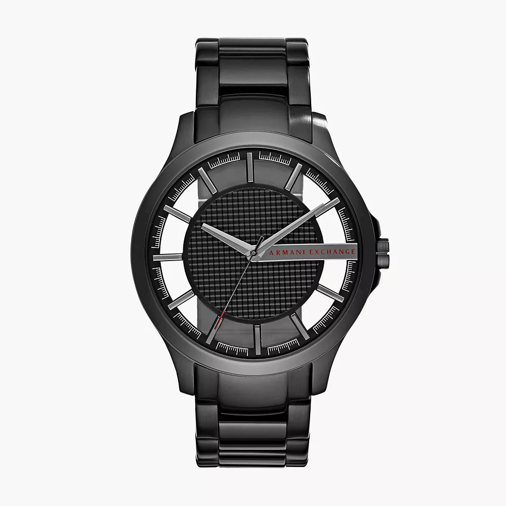 Armani Exchange Three-Hand Black Stainless Steel Watch