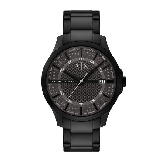 Armani Exchange Men's Three-Hand Date Black Stainless Steel Watch