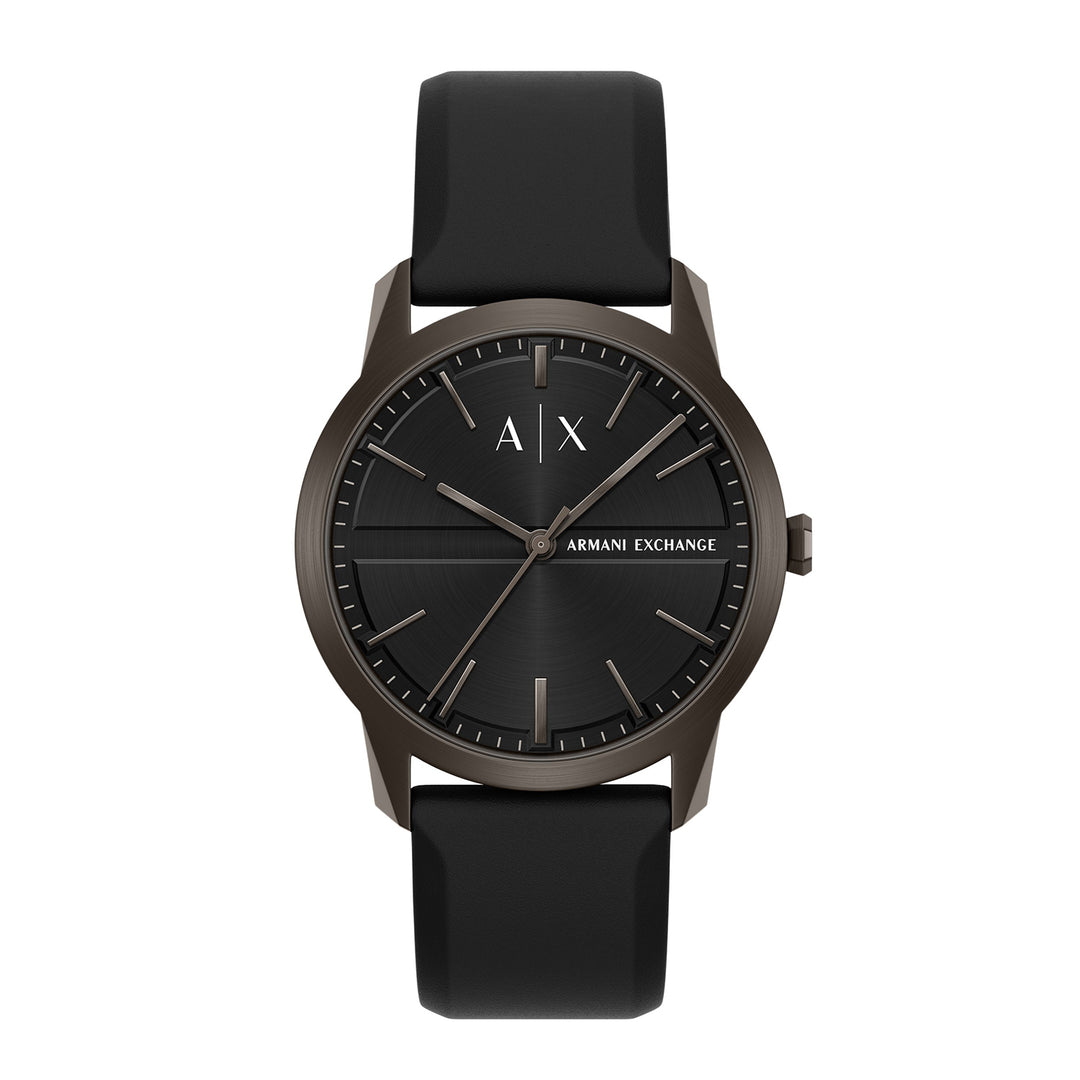 Armani Exchange Men's Three-Hand Black Silicone Watch