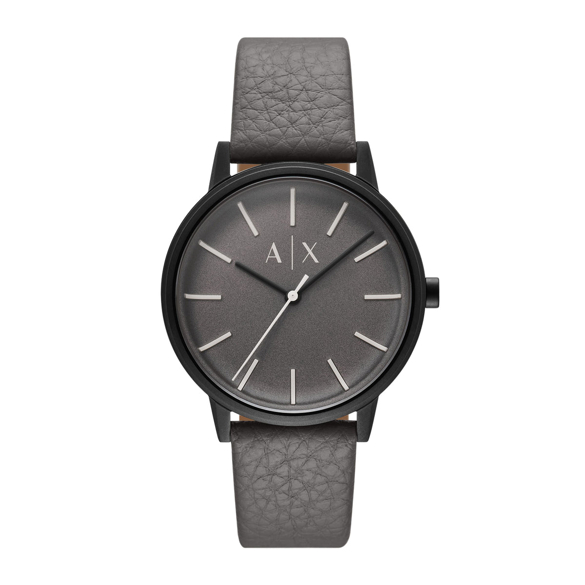 Armani Exchange Men's Three-Hand Gray Leather Watch