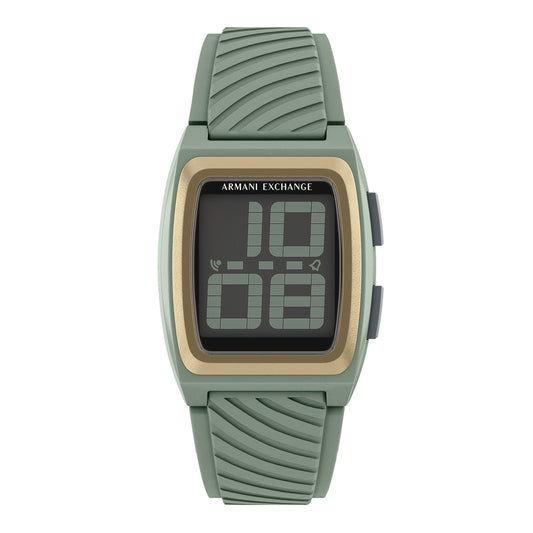 Armani Exchange Men's Digital Green Silicone Watch