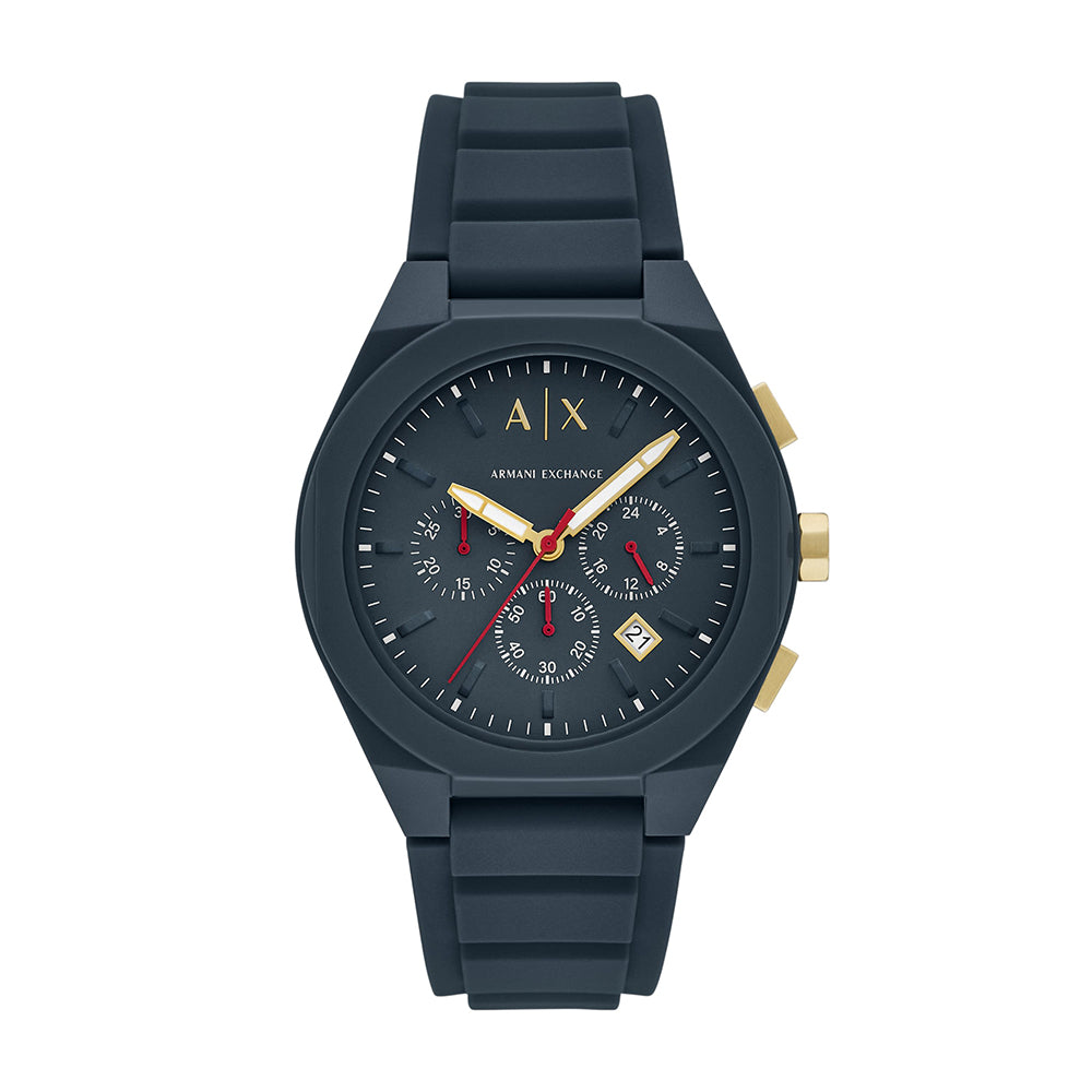 Armani Exchange Chronograph Blue Silicone Watch - AX4168
