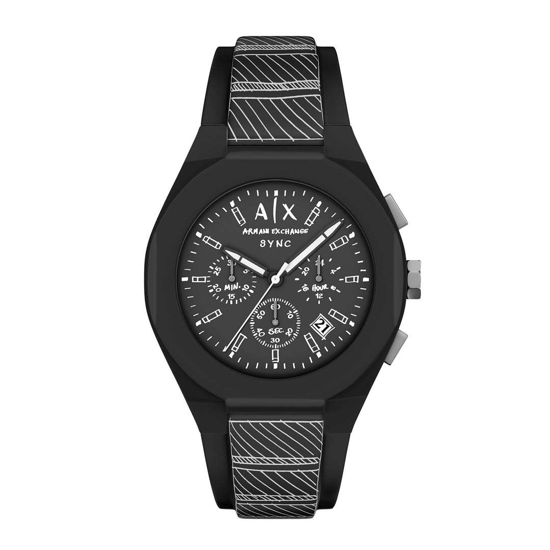 Armani Exchange Men's Sync Chronograph Black Silicone Watch