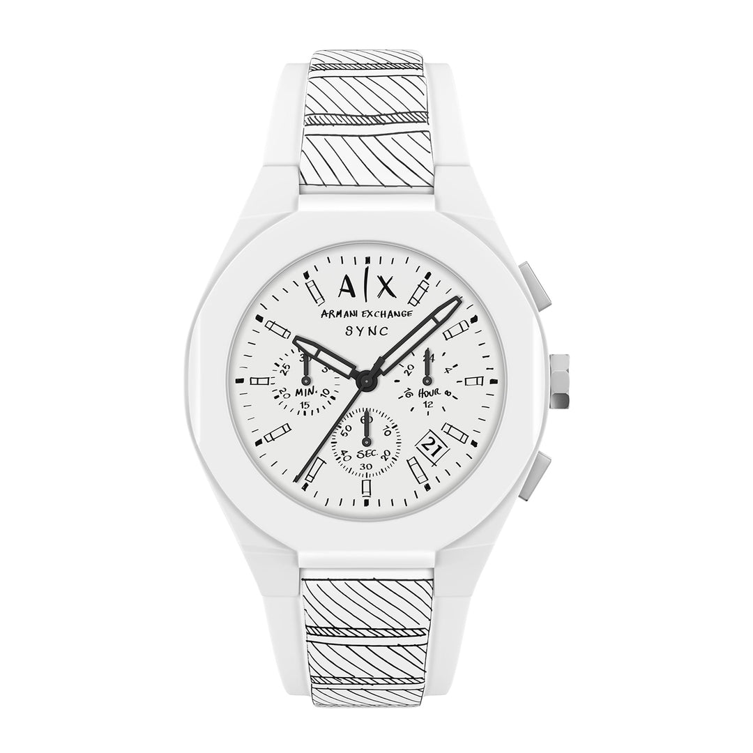 Armani Exchange Men's Sync Chronograph White Silicone Watch