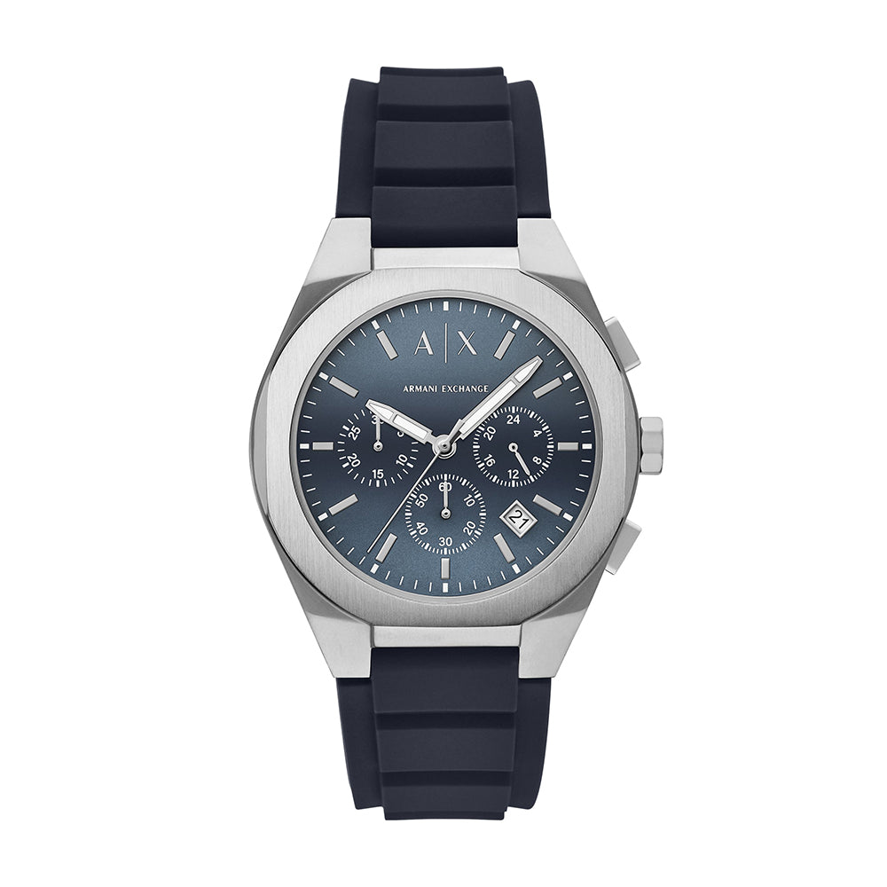 Armani Exchange Chronograph Blue Silicone Watch