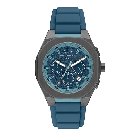 Armani Exchange Men's Sync Chronograph Blue Silicone Watch