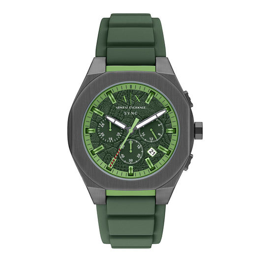 Armani Exchange Men's Sync Chronograph Green Silicone Watch