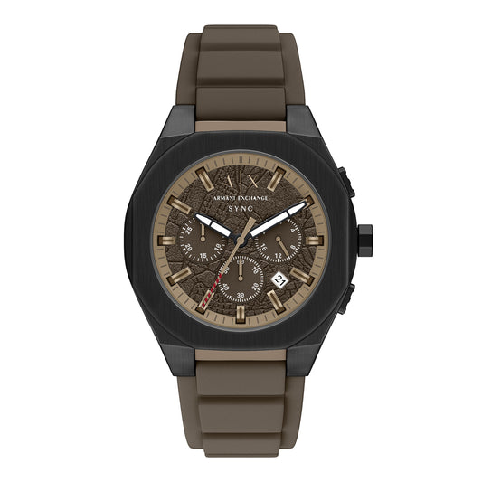 Armani Exchange Men's Sync Chronograph Brown Silicone Watch