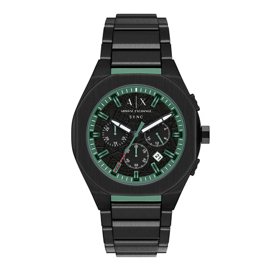 Armani Exchange Men's Sync Chronograph Black Stainless Steel Watch