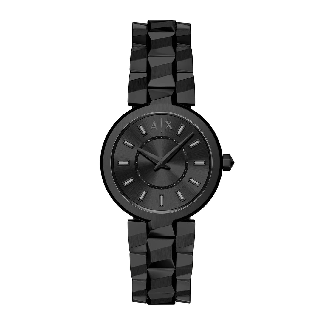 Armani Exchange Women's Audora Two-Hand Black Stainless Steel Watch
