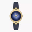 Armani Exchange Women's Two-Hand Blue Leather Watch