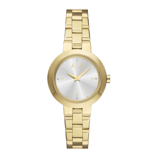 Armani Exchange Women's Two-Hand Gold-Tone Stainless Steel Watch