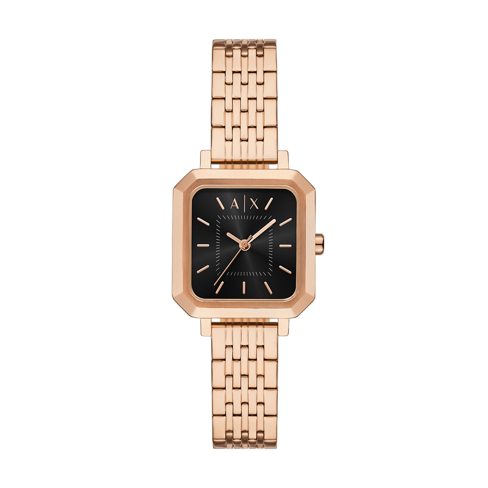 Armani Exchange Three-Hand Rose Gold-Tone Stainless Steel Watch